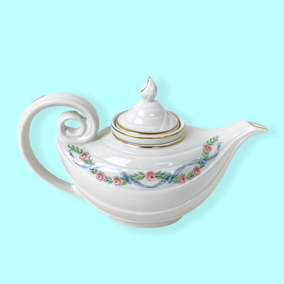 Vintage Other - Halls 1950s Wildfire Aladdin Teapot Lid Oval Infuser Roses Fantasy Cottagecore